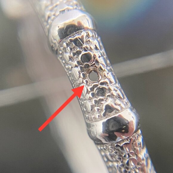 Sterling Silver 925 DBJ Bamboo Style Single Diamond Hoop Earrings MISSING STONE - Picture 6 of 16